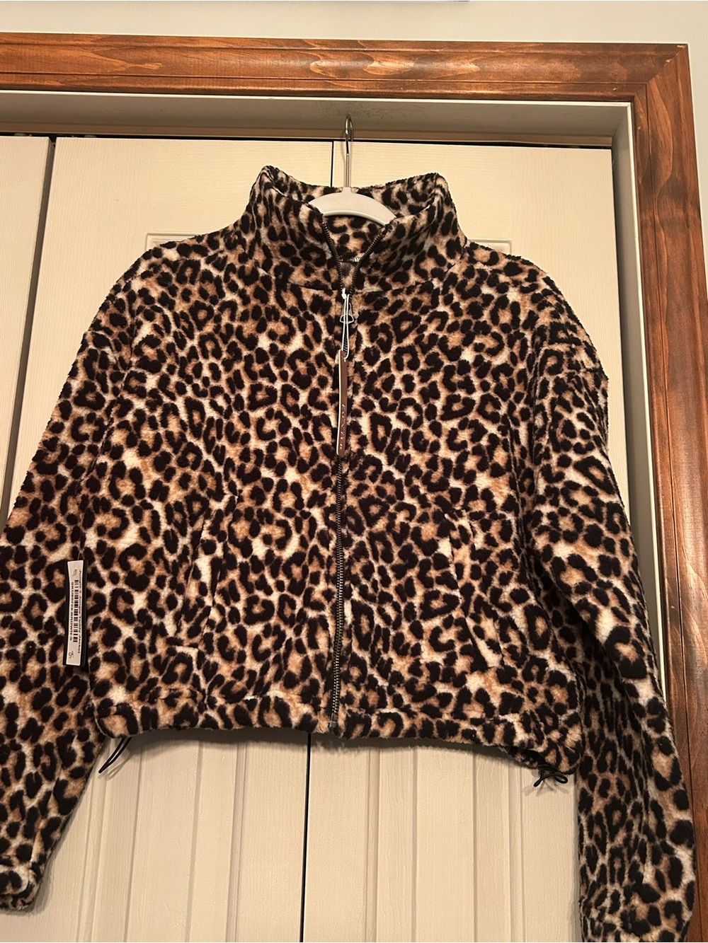 Love Tree Leopard Print Teddy Jacket - Brown & Black